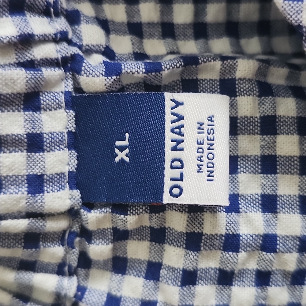 Old Navy Blue White Gingham Puff Sleeve Blouse Babydoll Top Feminine Prarie - Picture 5 of 7